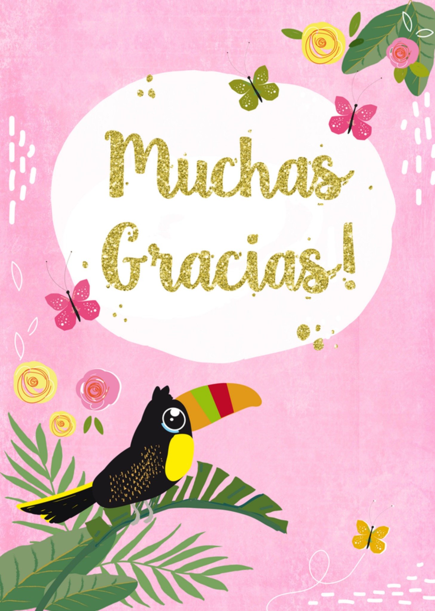 Bedankkaartje Hip Roze Toekan Kaart Tsjip