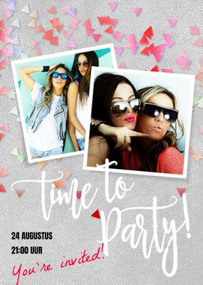 Time To Party Confetti Foto Upload Uitnodiging Kaart