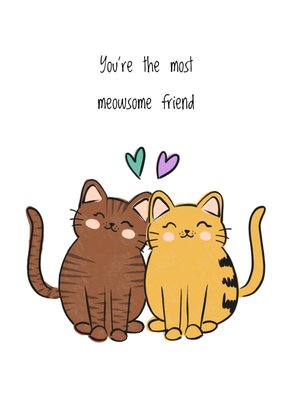 Miauwtastische Vriend Geïllustreerde Katten Vriendschap Kaart