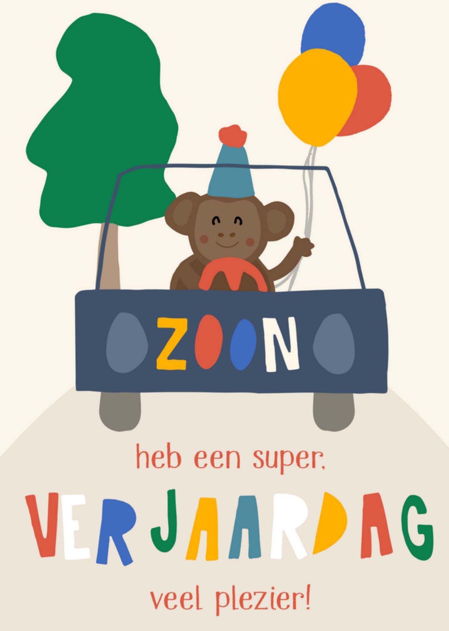 Verjaardag Aap Auto Zoon Kaart Greetz