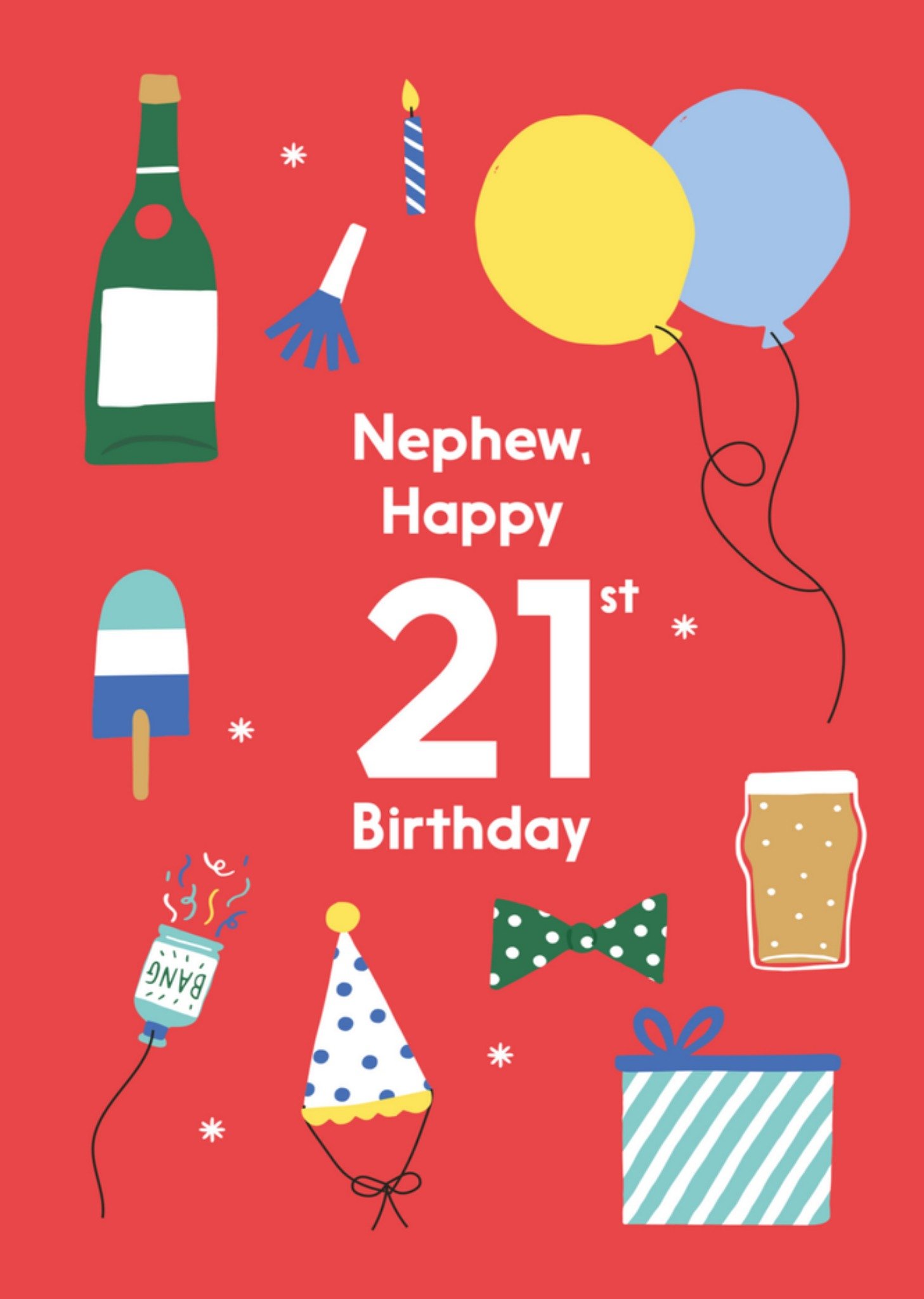 Verjaardagskaart neef 21 jaar Greetz