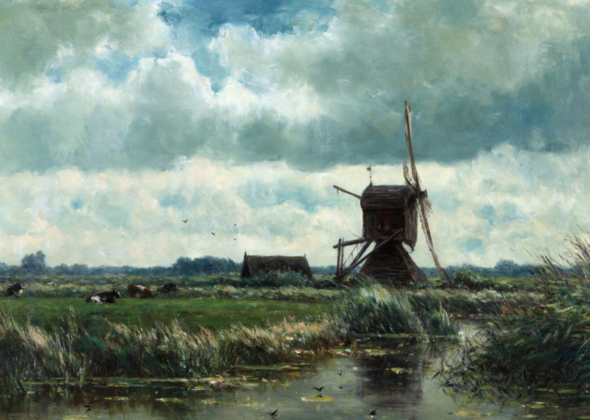 Kunstkaart met windmolen Kaart Klaas de Jong