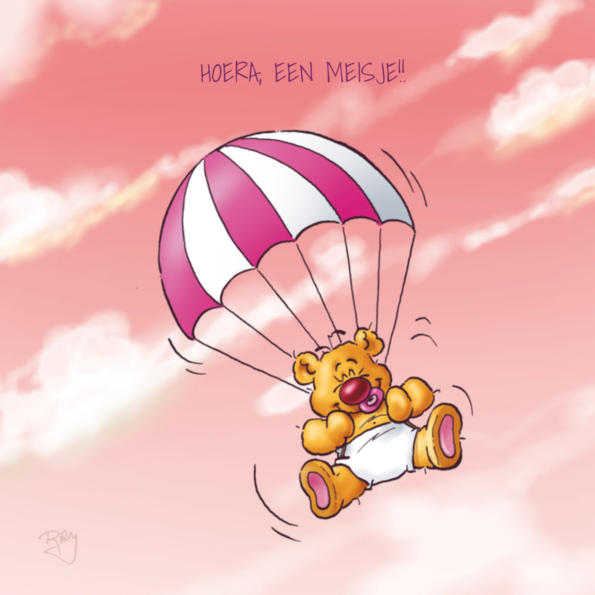 Geboortekaart parachute Vierkante Kaart Doodles