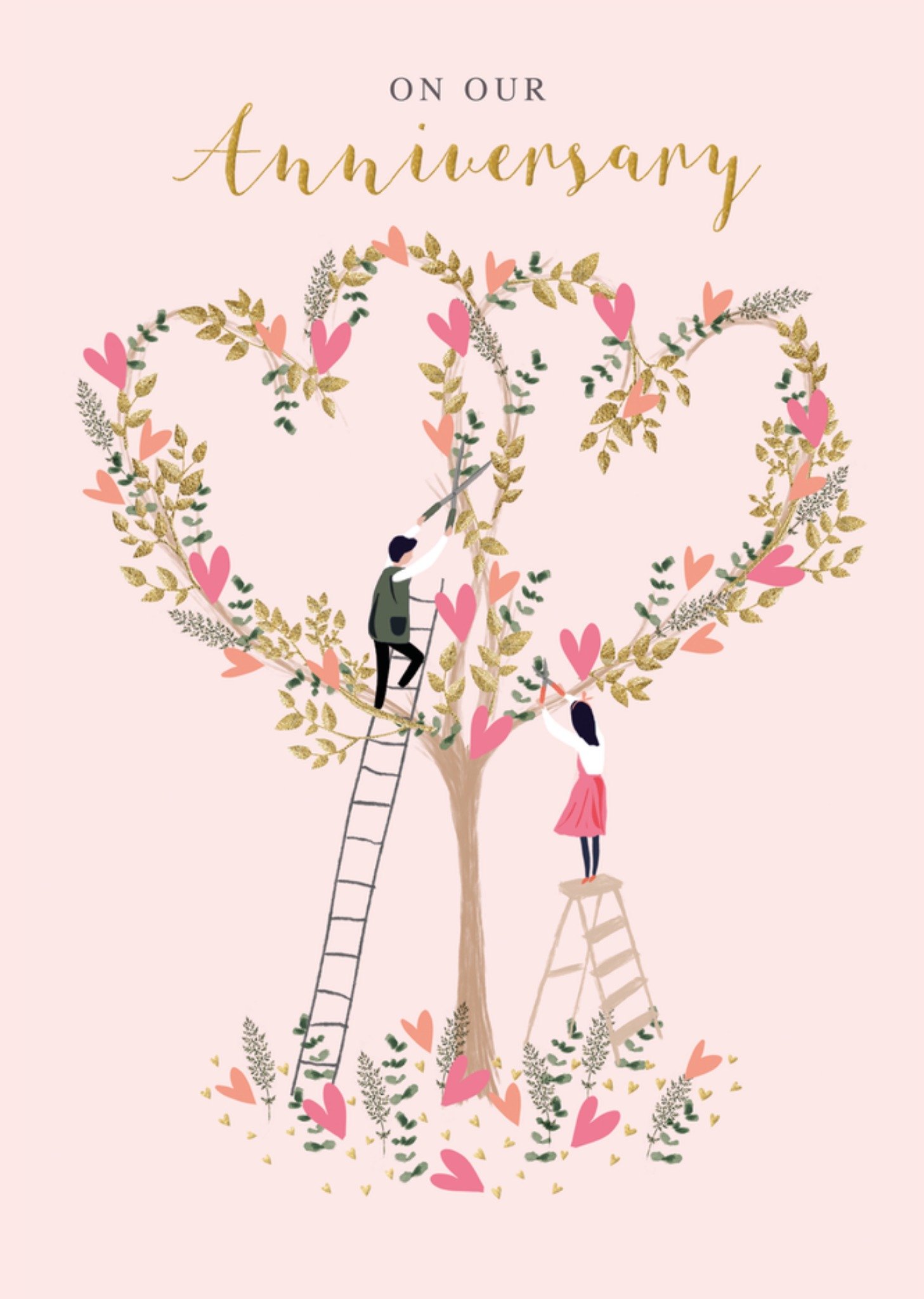 Abacus Jubileum kaart On Our Anniversary Heart Tree Kaart Abacus Cards