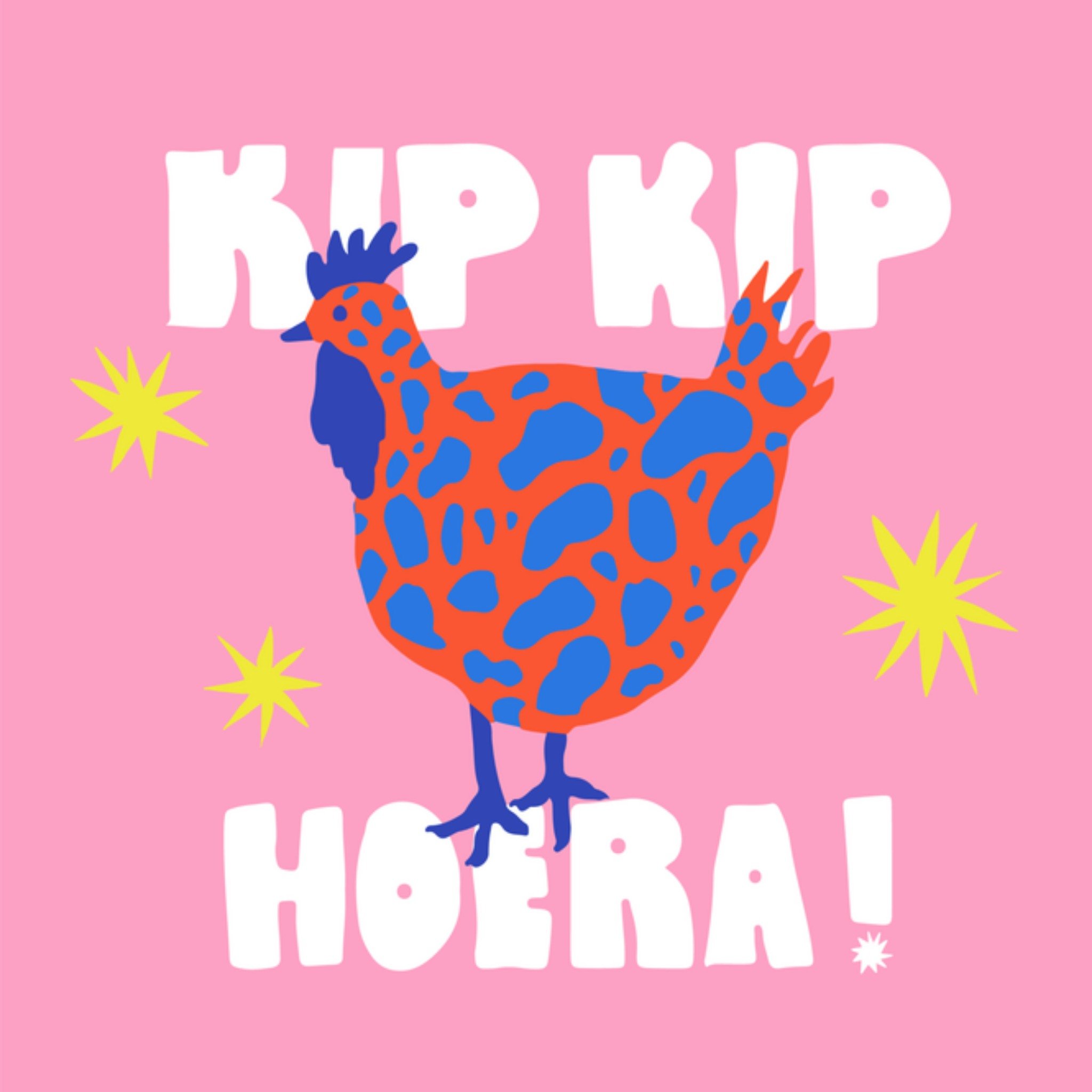 Greetz Verjaardagskaart kip illustratie Vierkant