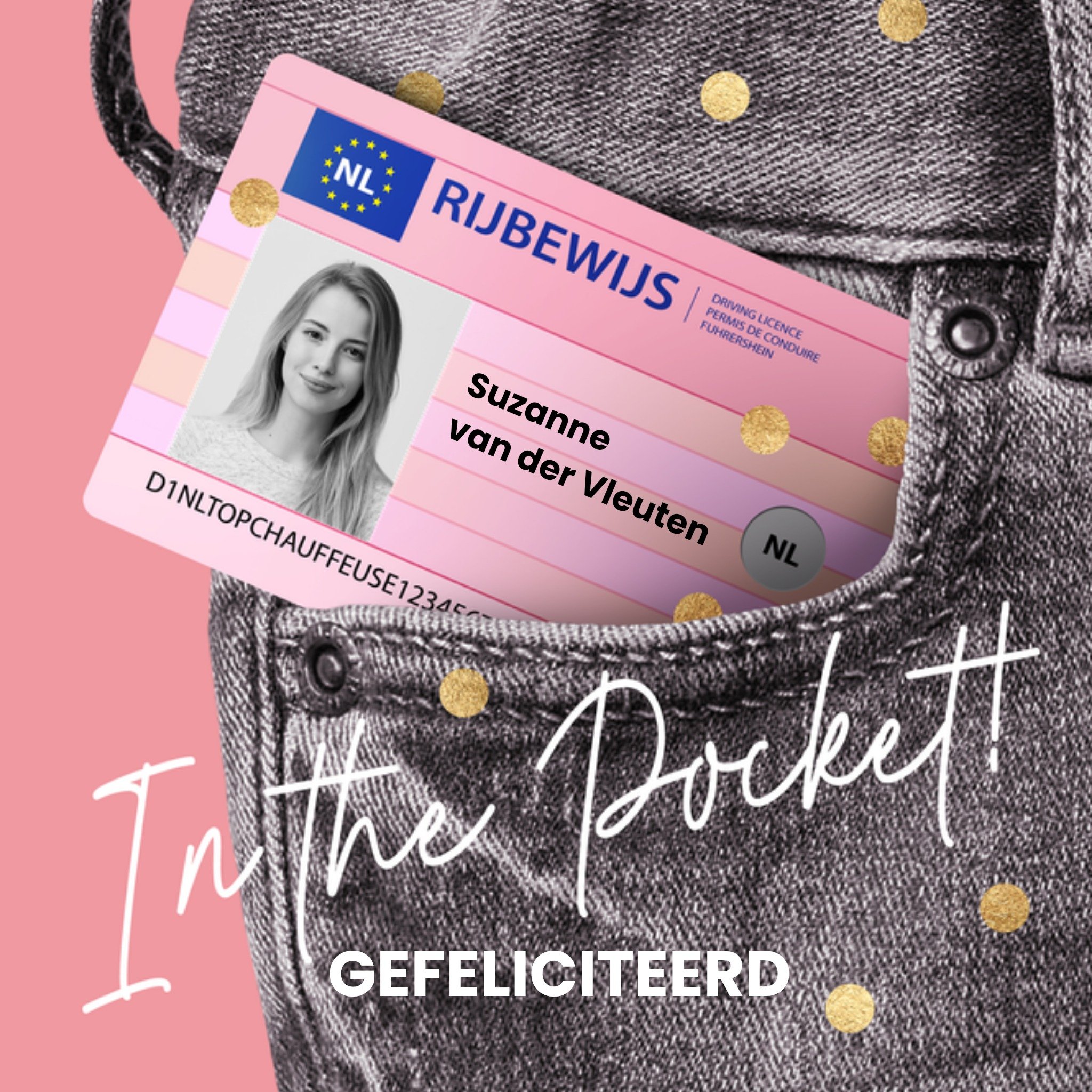 Luckz Geslaagd kaart Rijbewijs In the pocket Vierkant