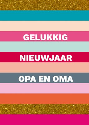 Glitter Strepen Typografisch Nieuwjaar Opa En Oma Kaart