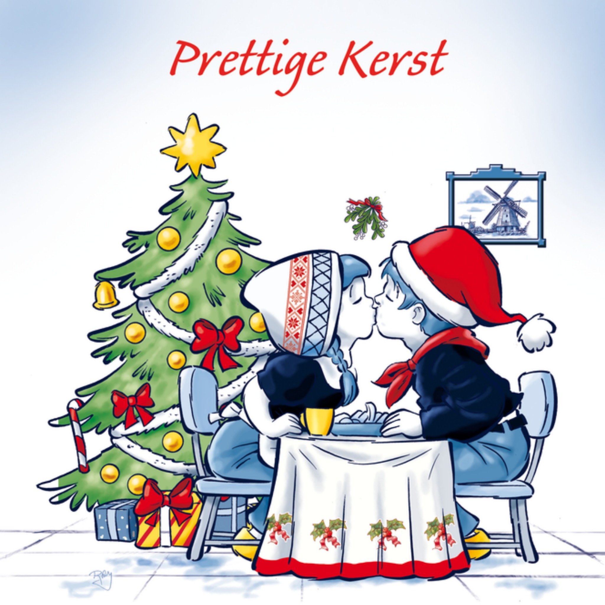 Kerstkaart Kerstkus Prettige kerst Old Dutch