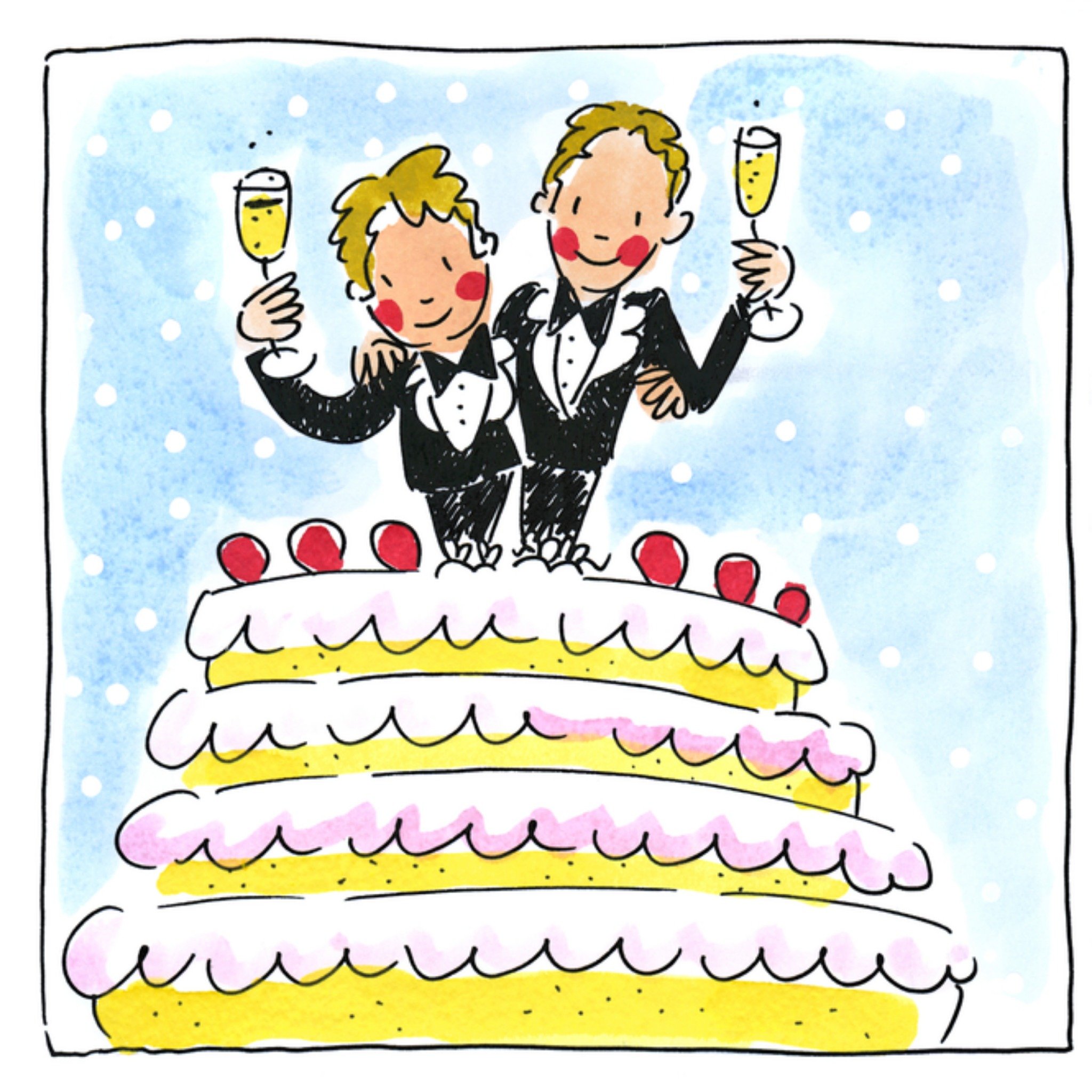 Huwelijkskaart taart Vierkante Kaart Blond Amsterdam