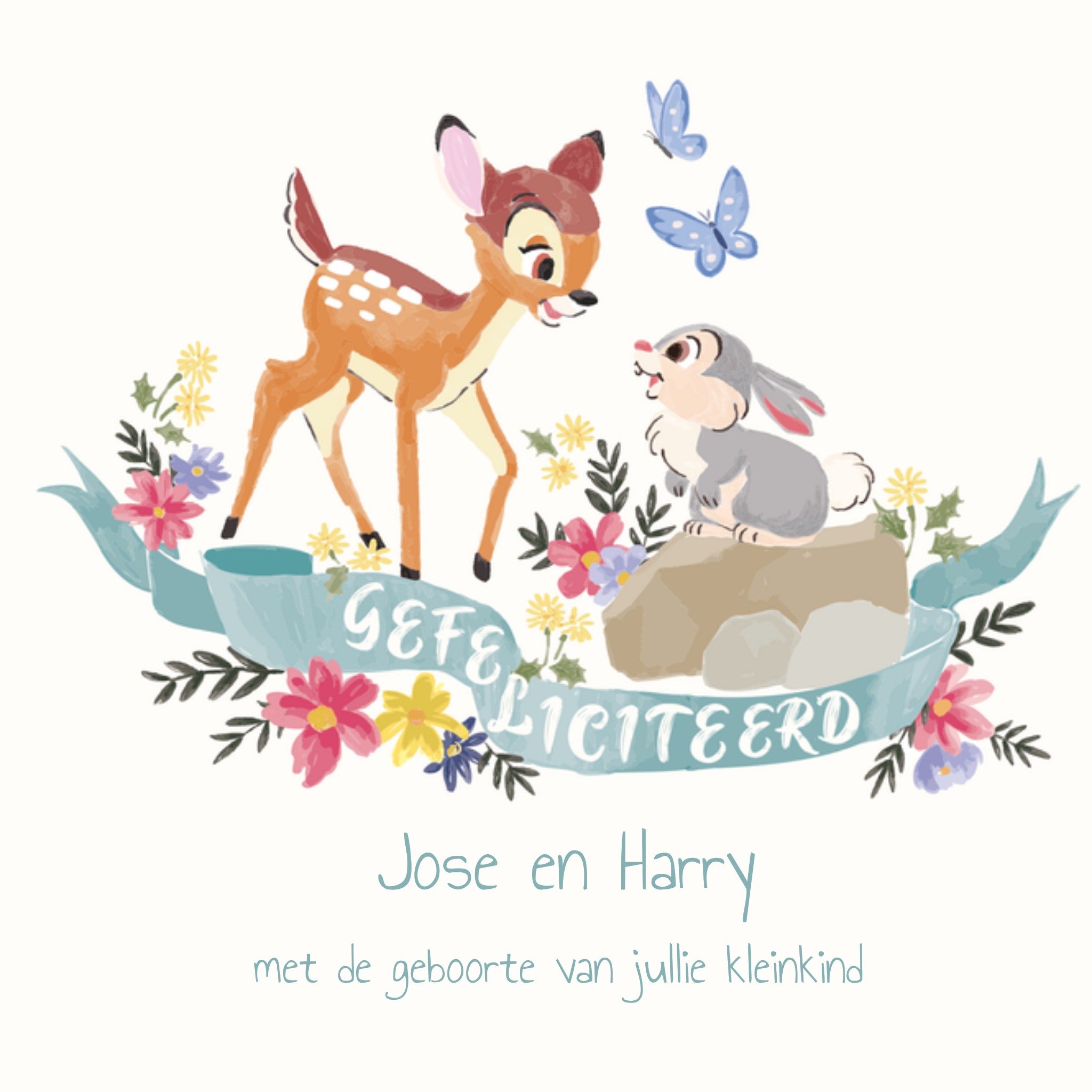 Disney Geboortekaart Bambi Kleinkind Vierkant