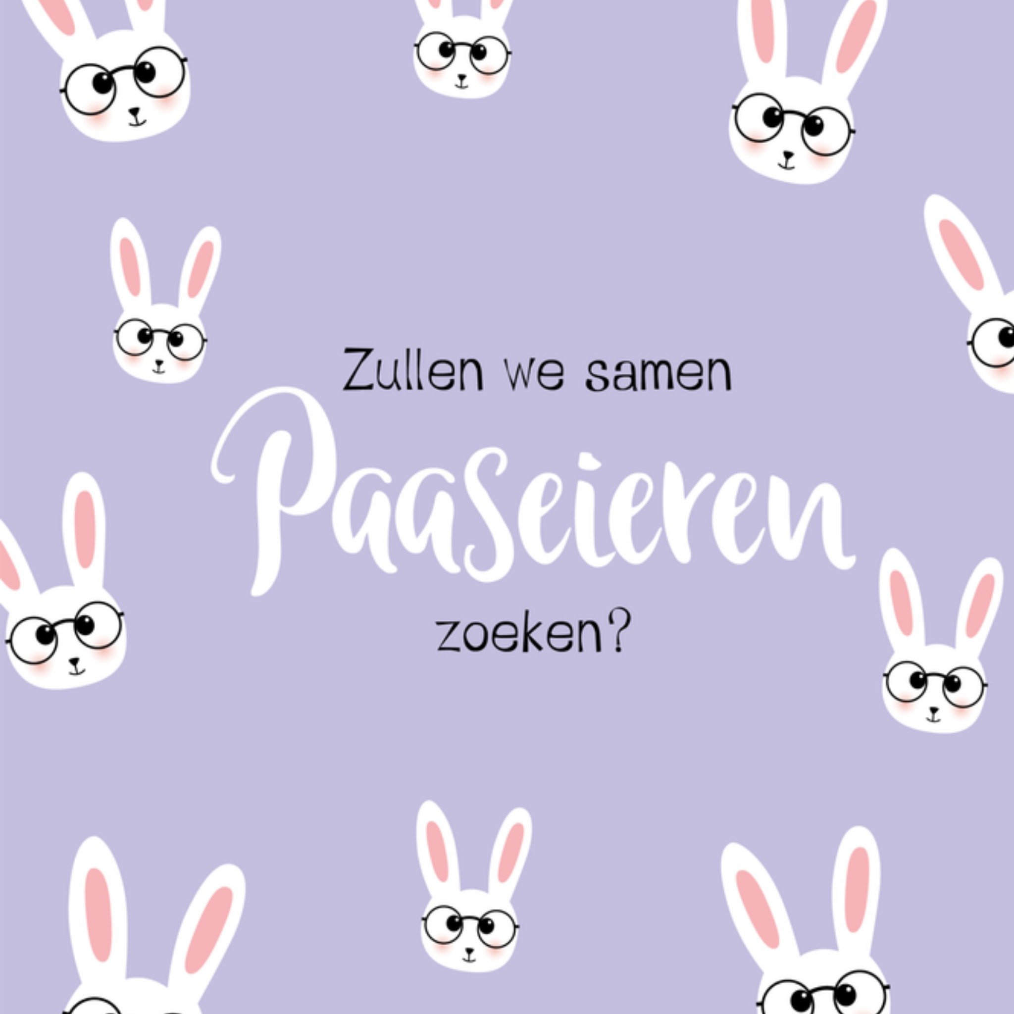 Paaskaart konijn paaseieren zoeken Vierkante Kaart Greetz