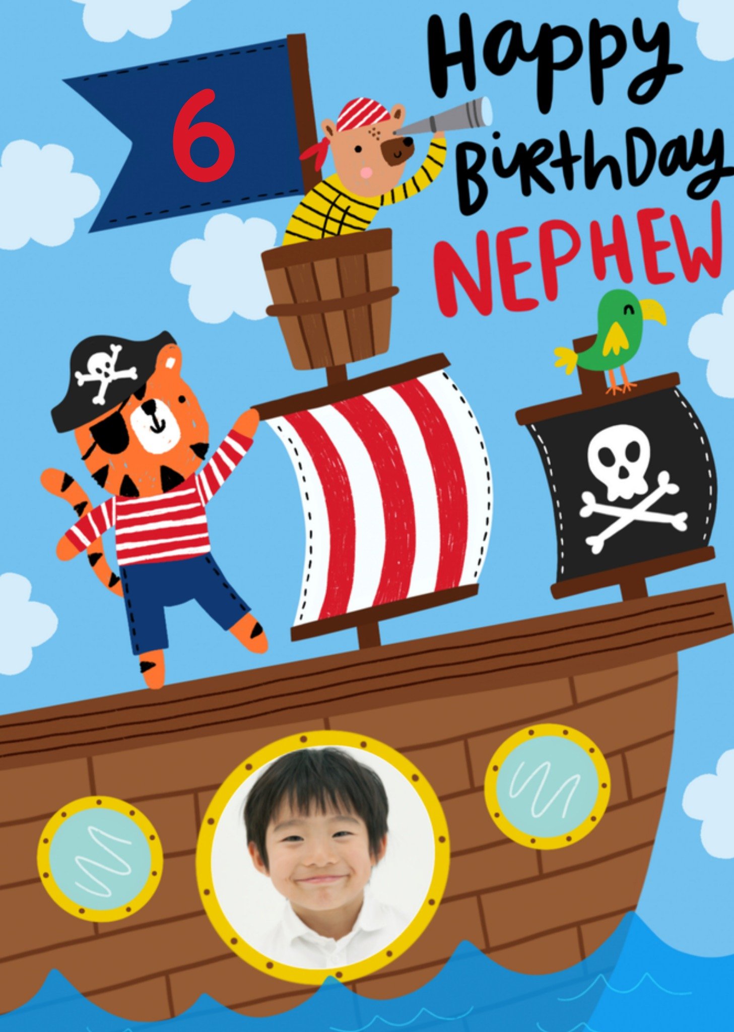 Verjaardagskaart Tiger piraat Kaart Greetz