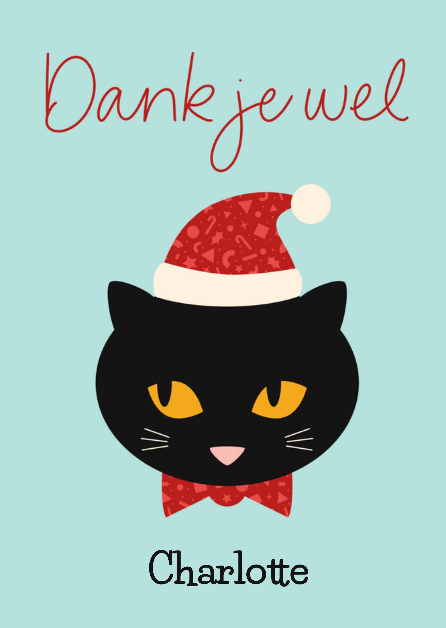 Letters by Julia Kerstkaart bedankt met naam Letters By Julia