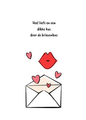 Veel Liefs En Een Dikke Kus Door De Brievenbus Geïllustreerde Envelop Kaart