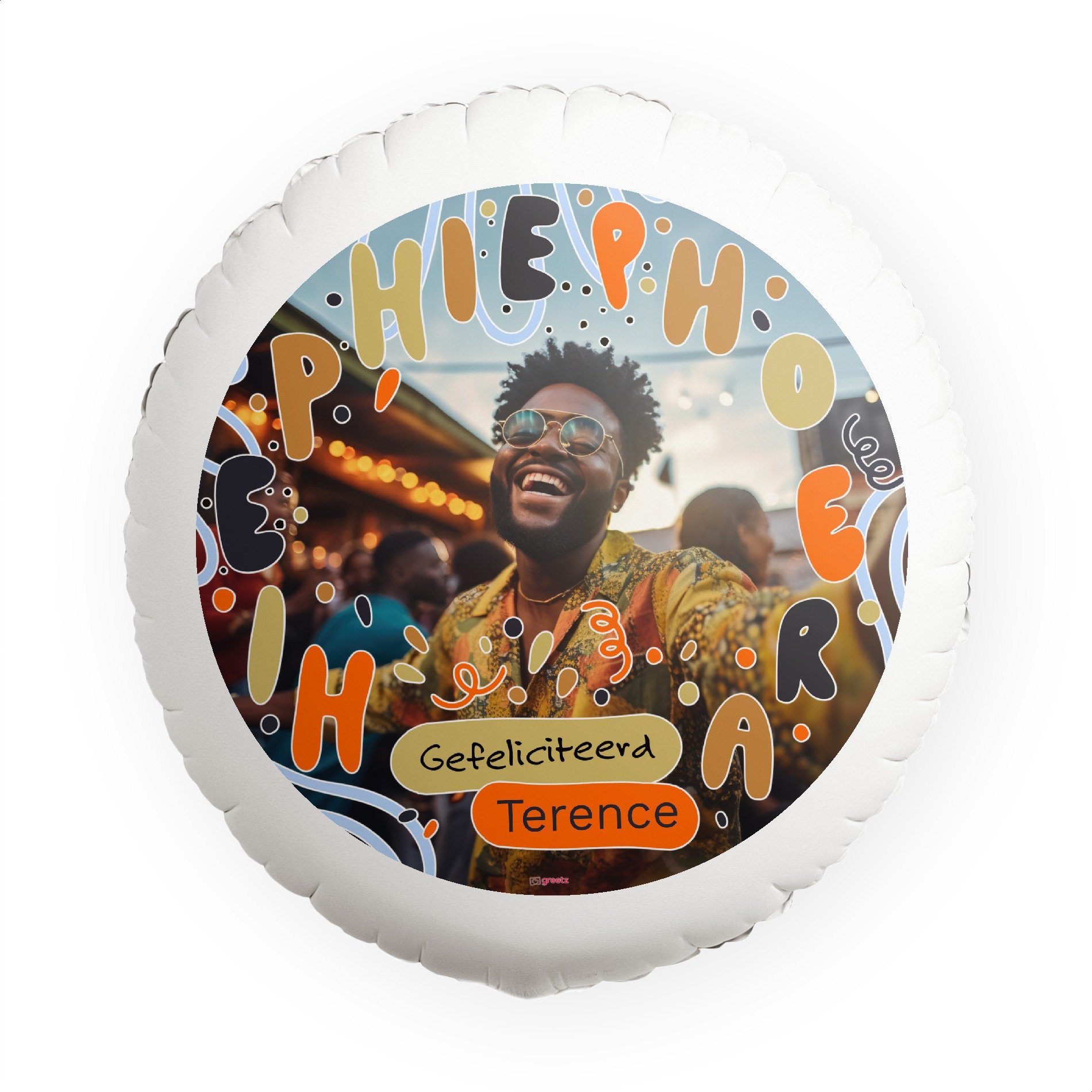 Ballon Hiep Hiep Hoera met eigen foto Greetz