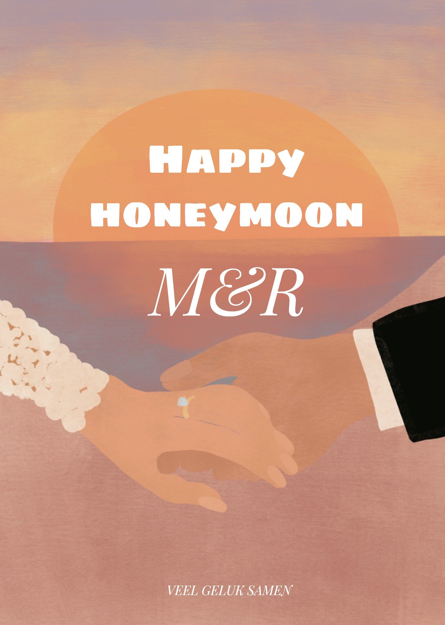 Huwelijkskaart Huwelijksreis illustratie Kaart Greetz