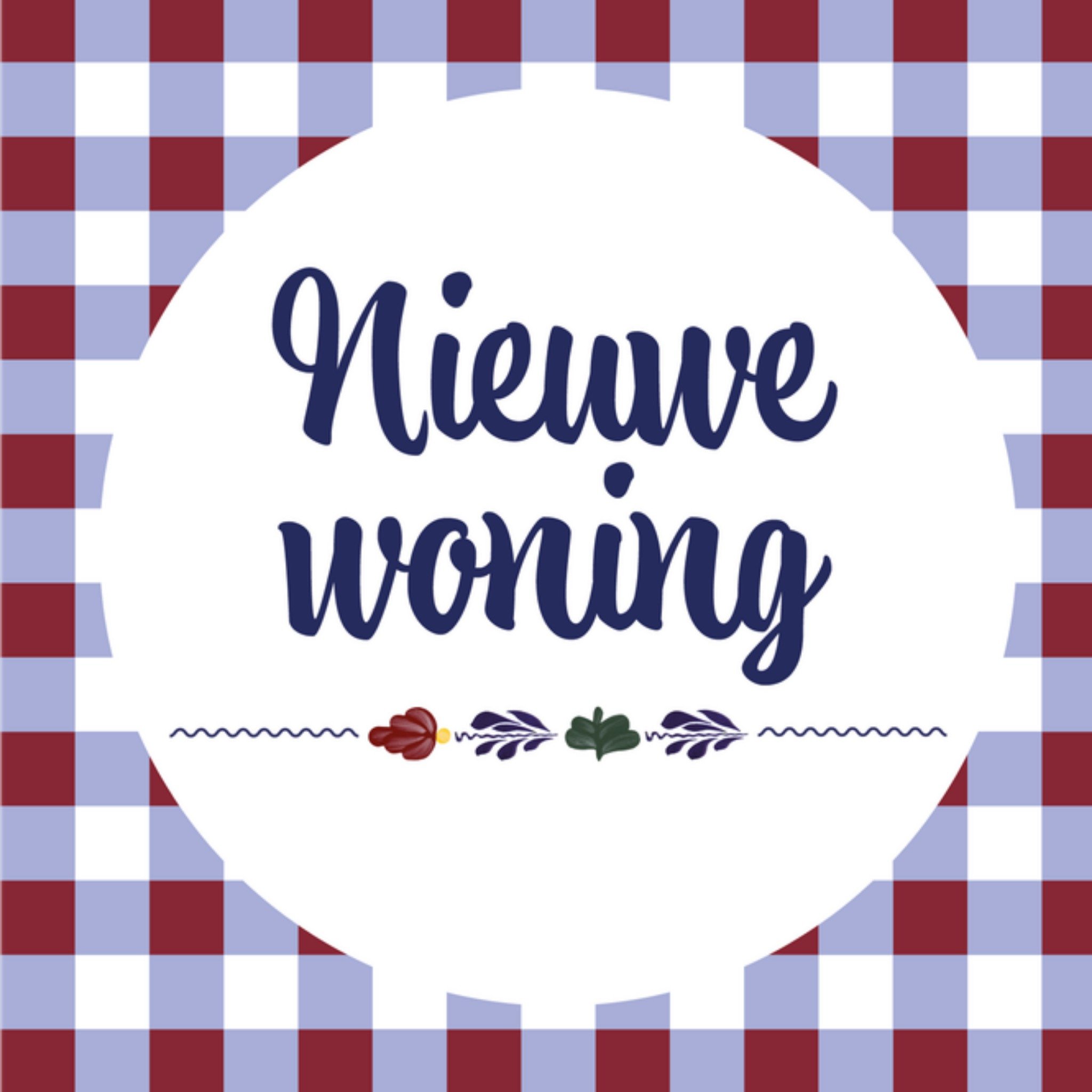 Nieuwe woning kaart Fleurig Vierkante Kaart Boerenbont