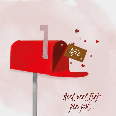 Heel Veel Liefs Per Post Geïllustreerde Brievenbus Kaart