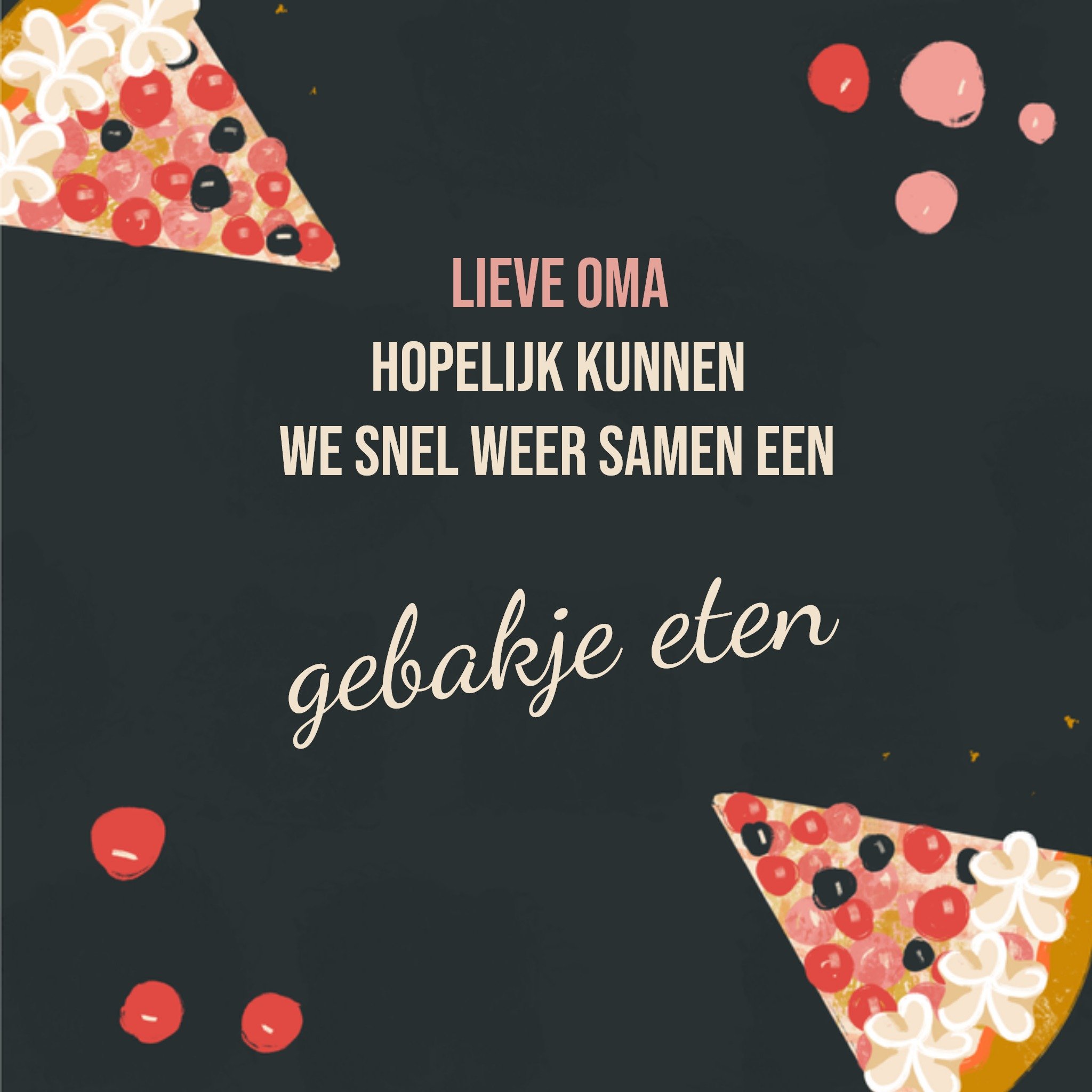 Greetz Denken aan Gebakje eten Vierkant