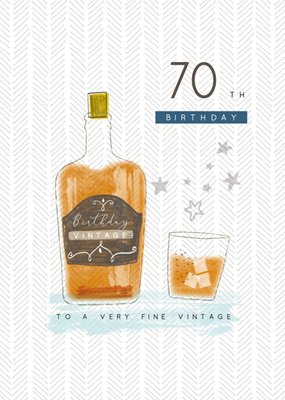 Een Zeer Goede Jaargang Geïllustreerde Whisky 70e Verjaardag Kaart