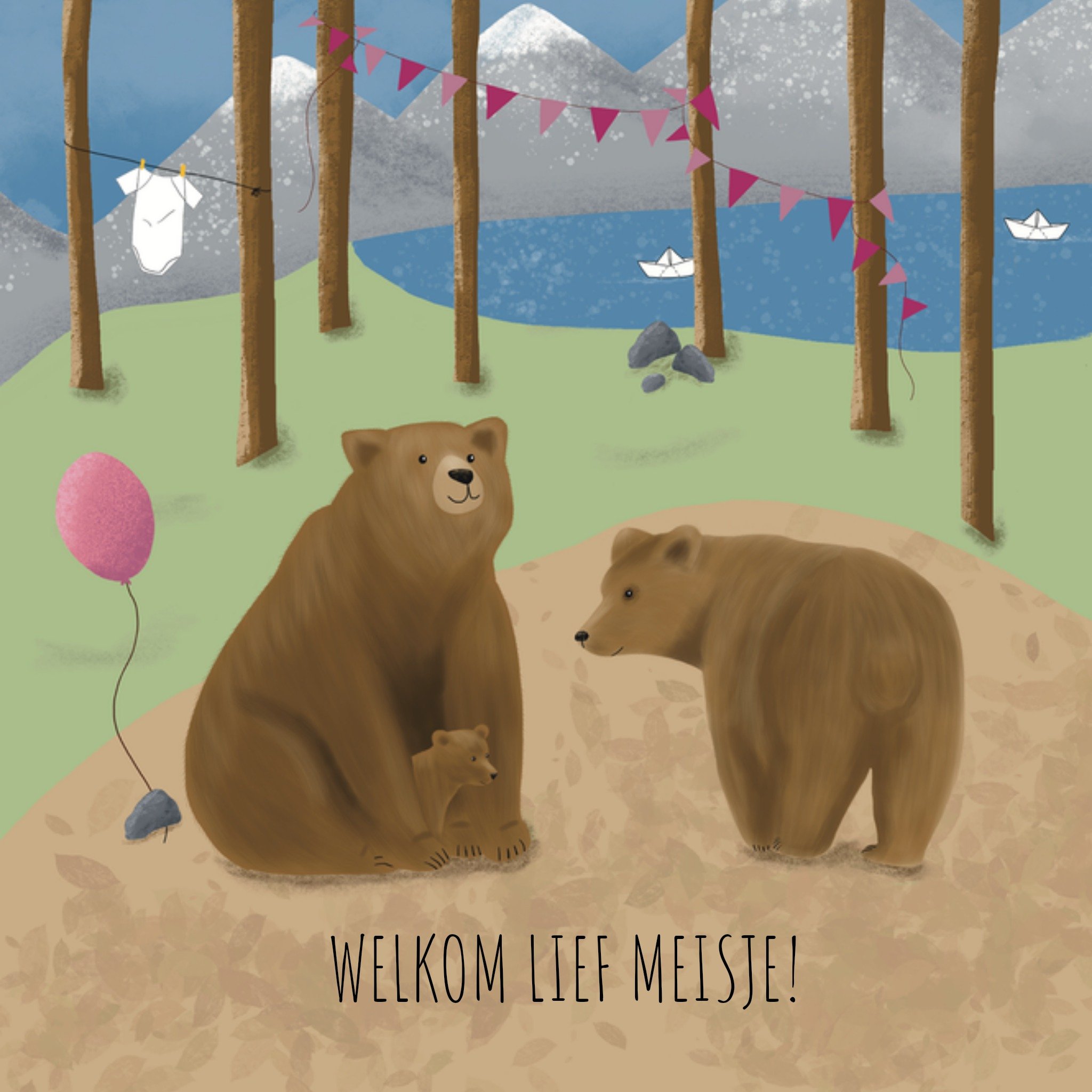 Greetz De Merkwaardige Studio Geboortekaart Welkom lief meisje! Vierkant