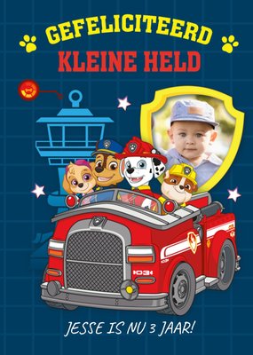 Paw Patrol | Verjaardagskaart | Kleine held | Aanpasbare tekst en foto