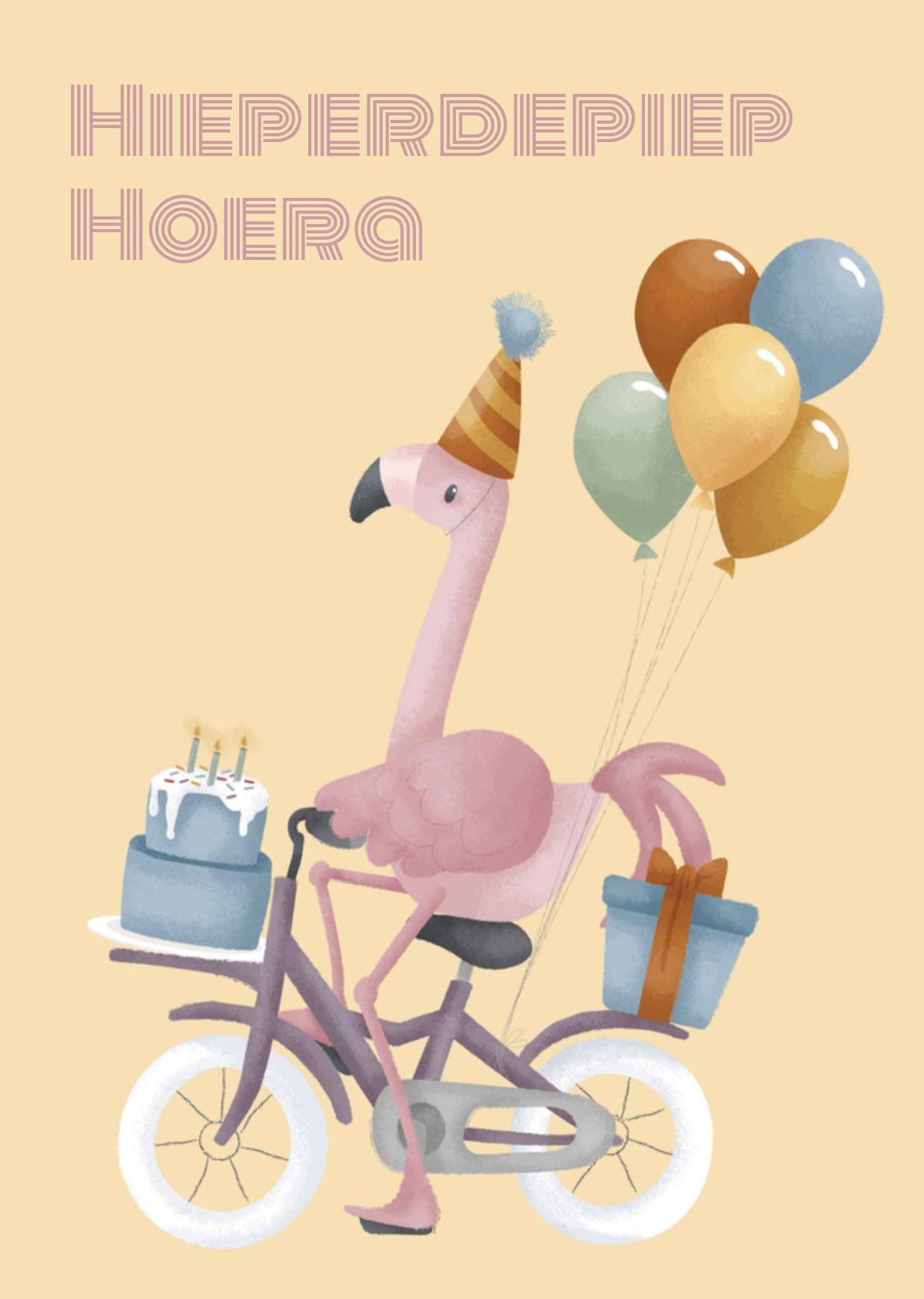 Verjaardagskaart Feestje Flamingo Kaart Little Dutch