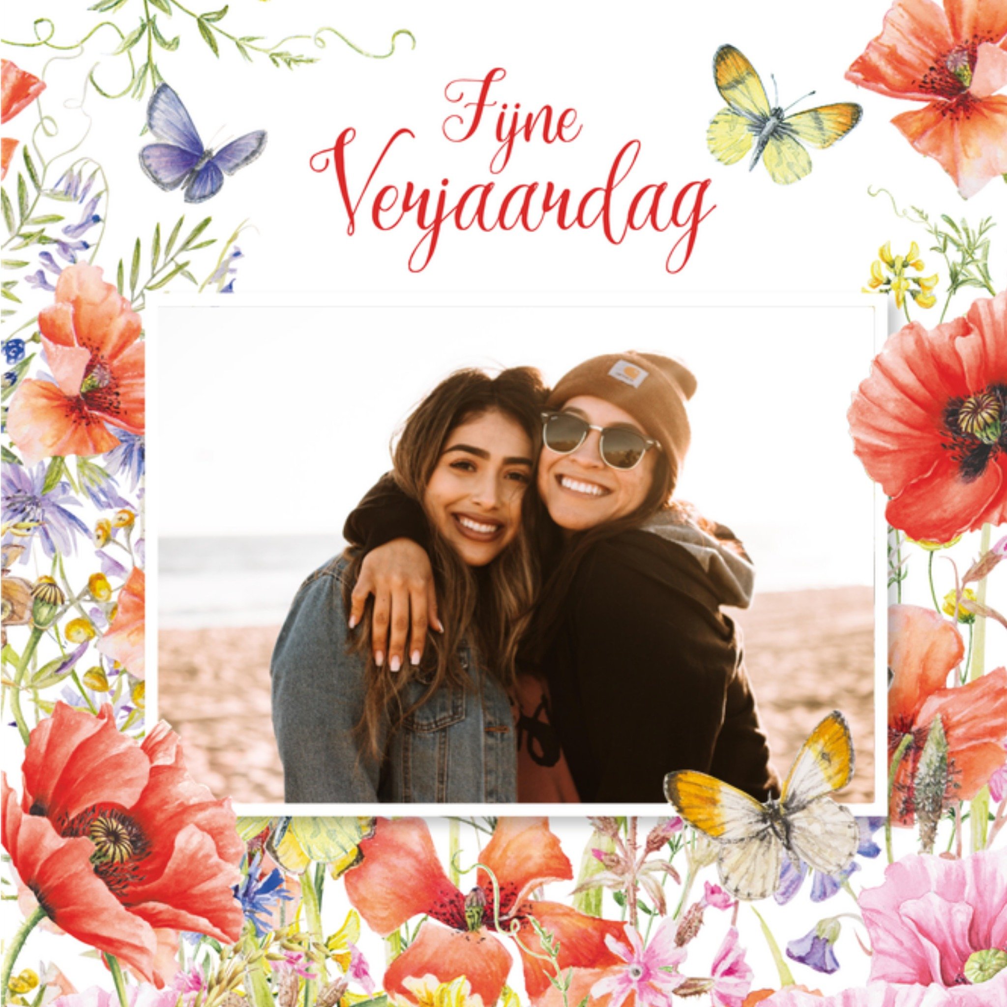 Verjaardagskaart Bloemen Met foto Vierkante Kaart Janneke Brinkman