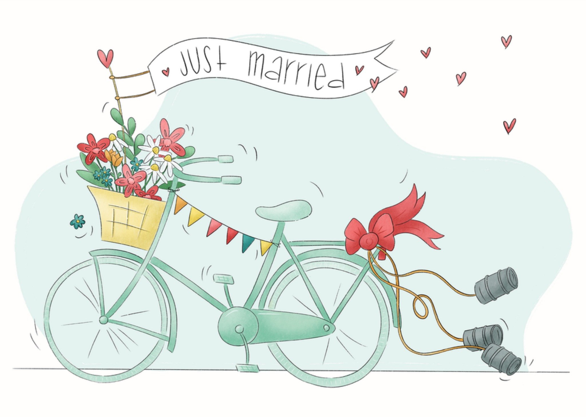 Studio Fred Huwelijkskaart Just Married Kaart Studio Fred Illustraties