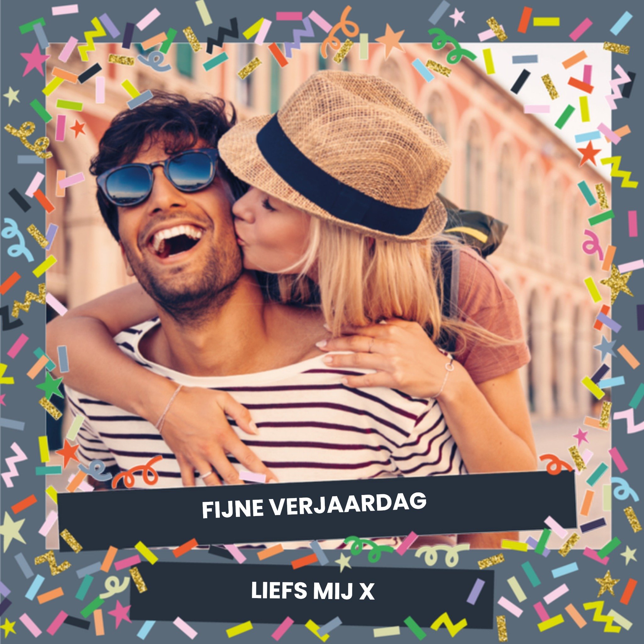 Greetz Verjaardagskaart fotokaart met tekst Vierkant