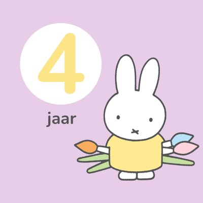 Miffy | Verjaardagskaart | 4 jaar | Aanpasbare tekst