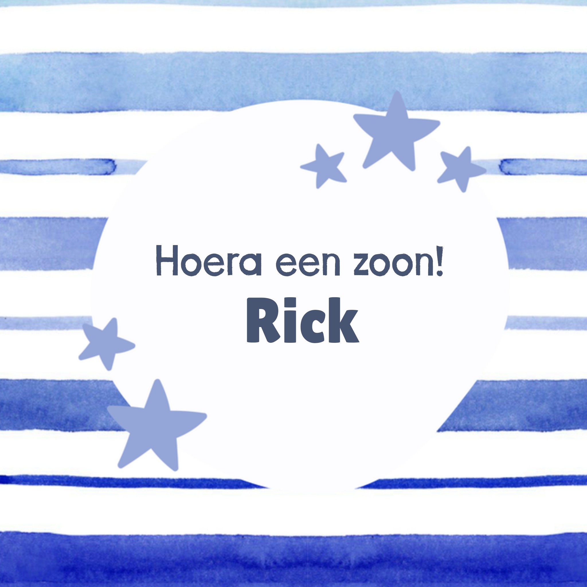 Greetz Geboortekaart blauw met naam Vierkant