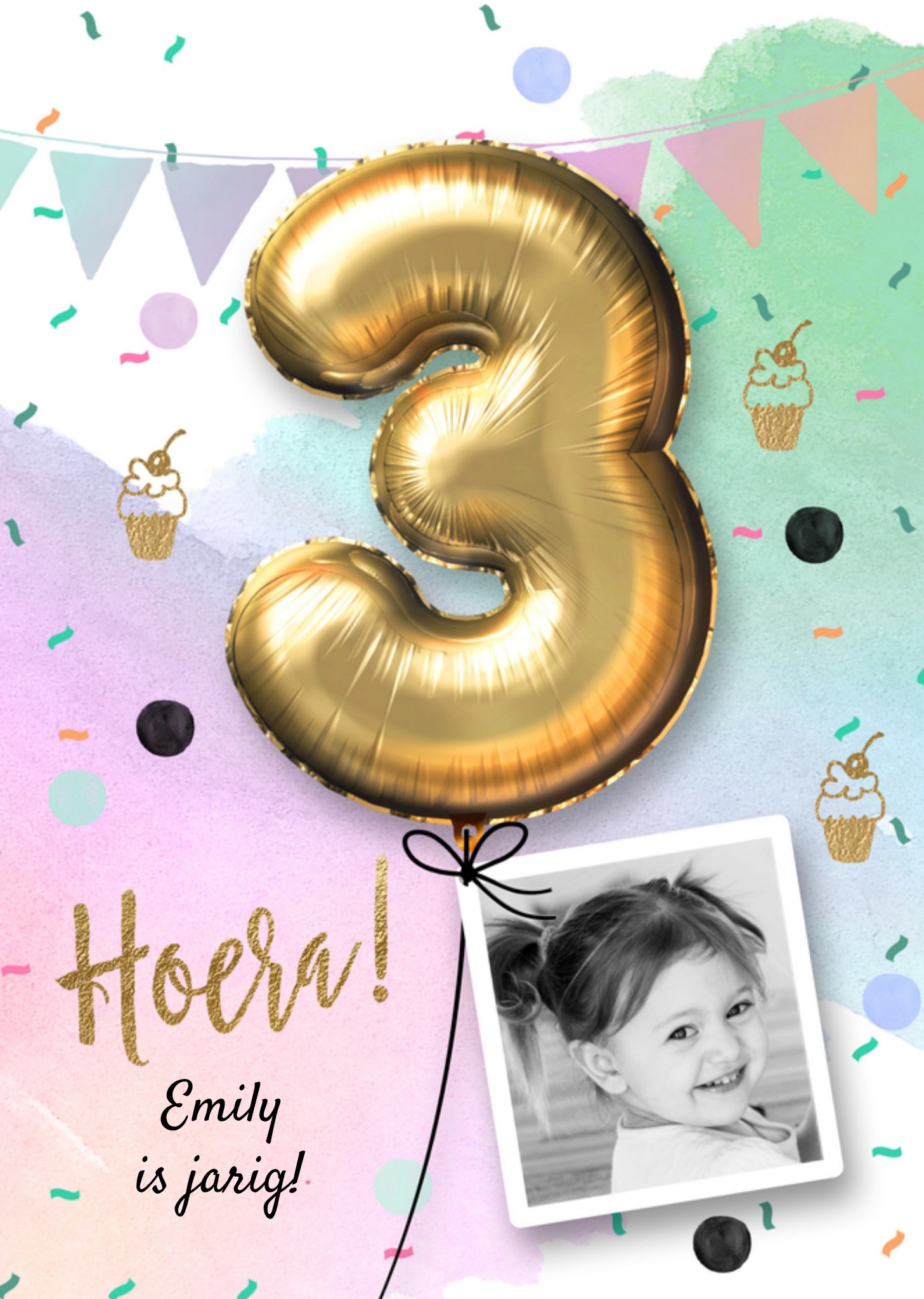 Verjaardag 3 jaar Meisje Kaart Luckz