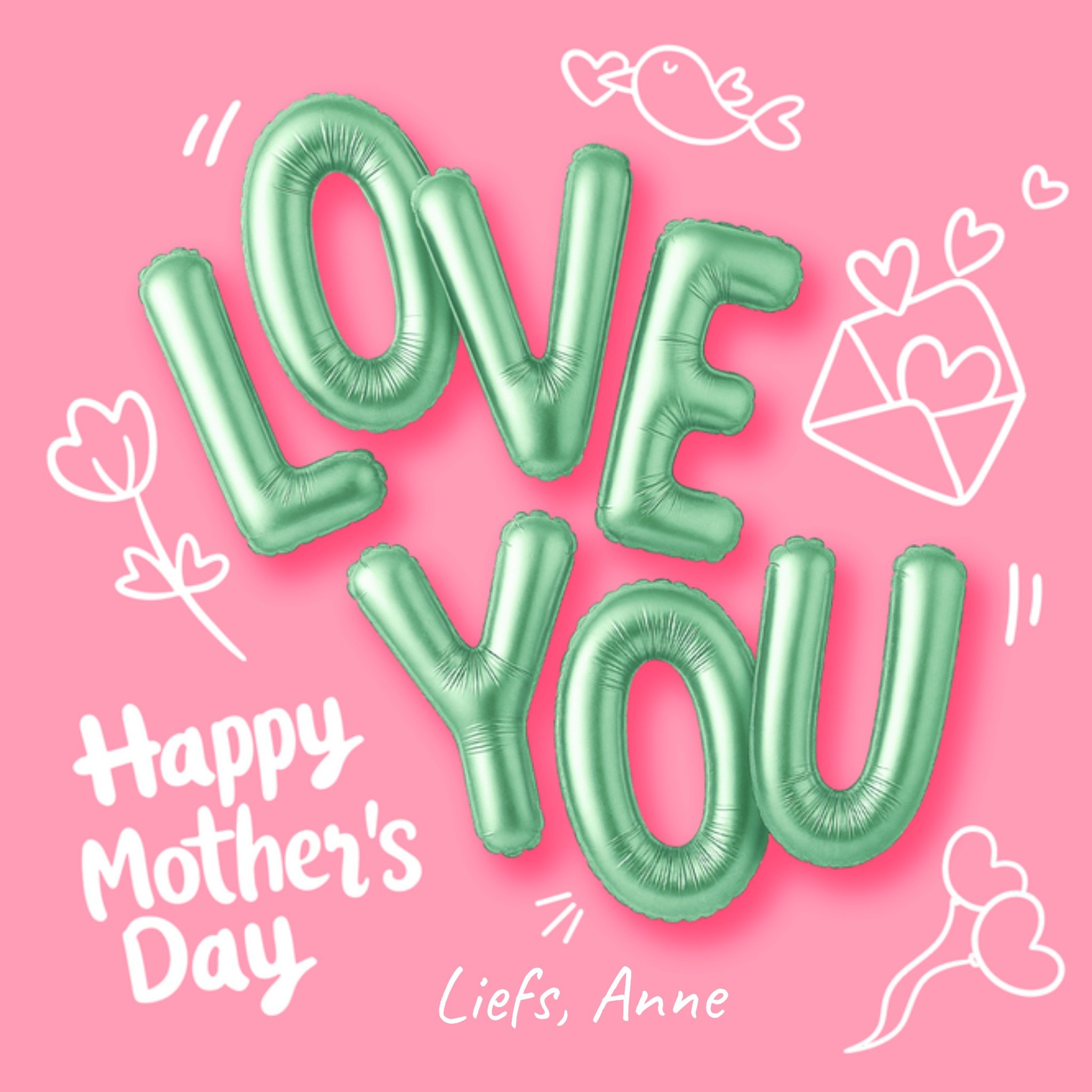 Luckz Moederdagkaart Ballonnen love you Greetz