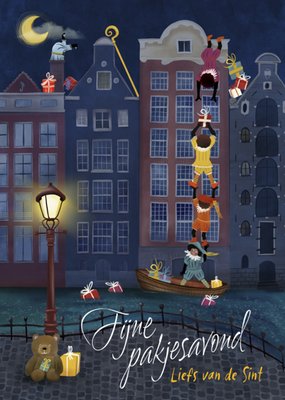 Geïllustreerd Sinterklaas Pakjesavond Kaart