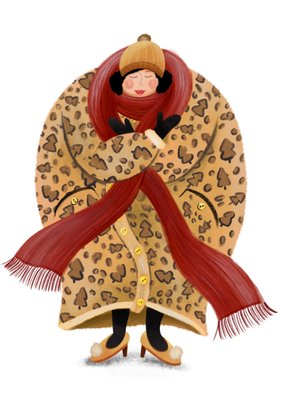 Greetz | Kerstkaart | winterjas | panter