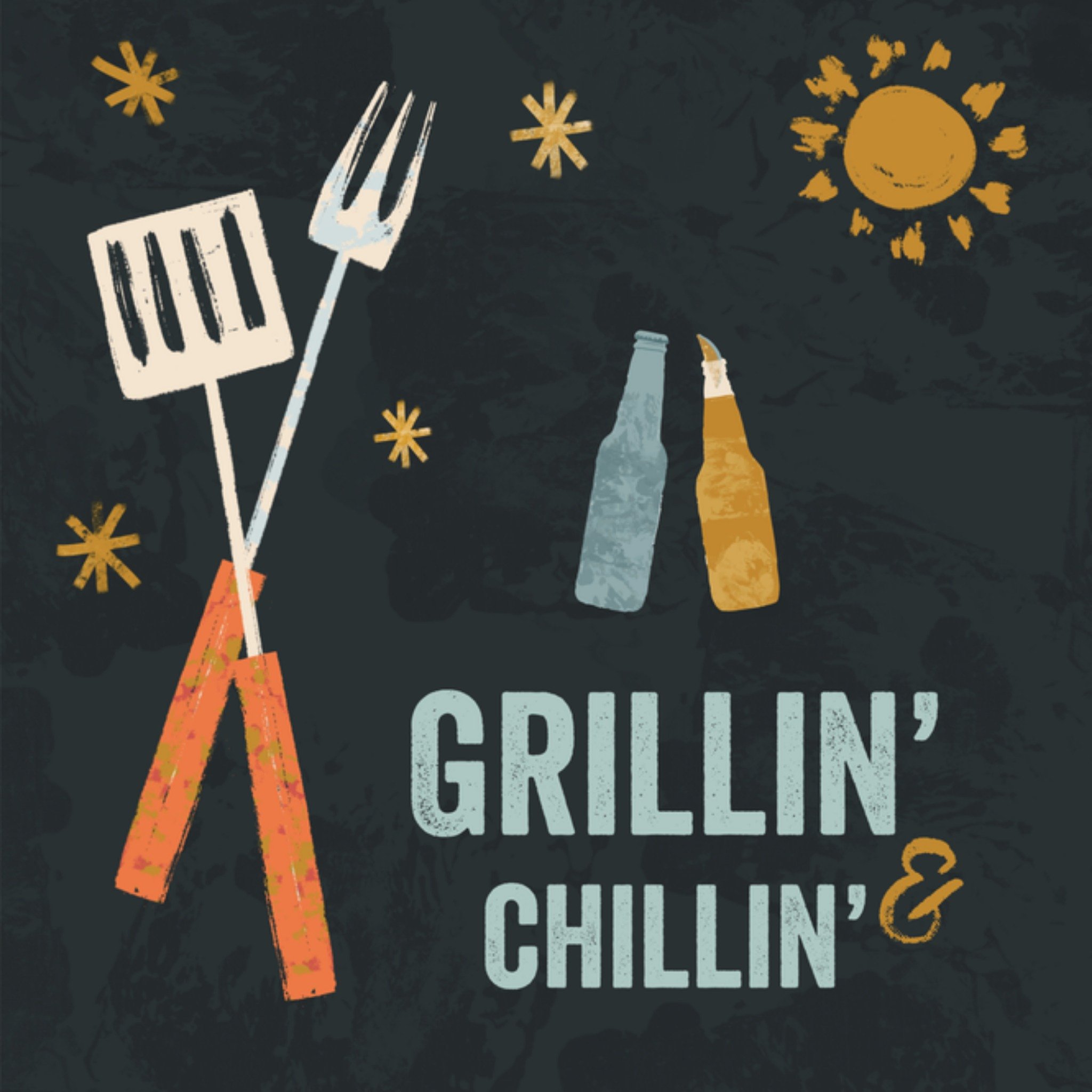 Greetz Uitnodiging tuinfeest grillin chillin Vierkant