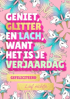 Love Repeat | Verjaardagskaart | Aanpasbare tekst | Unicorn