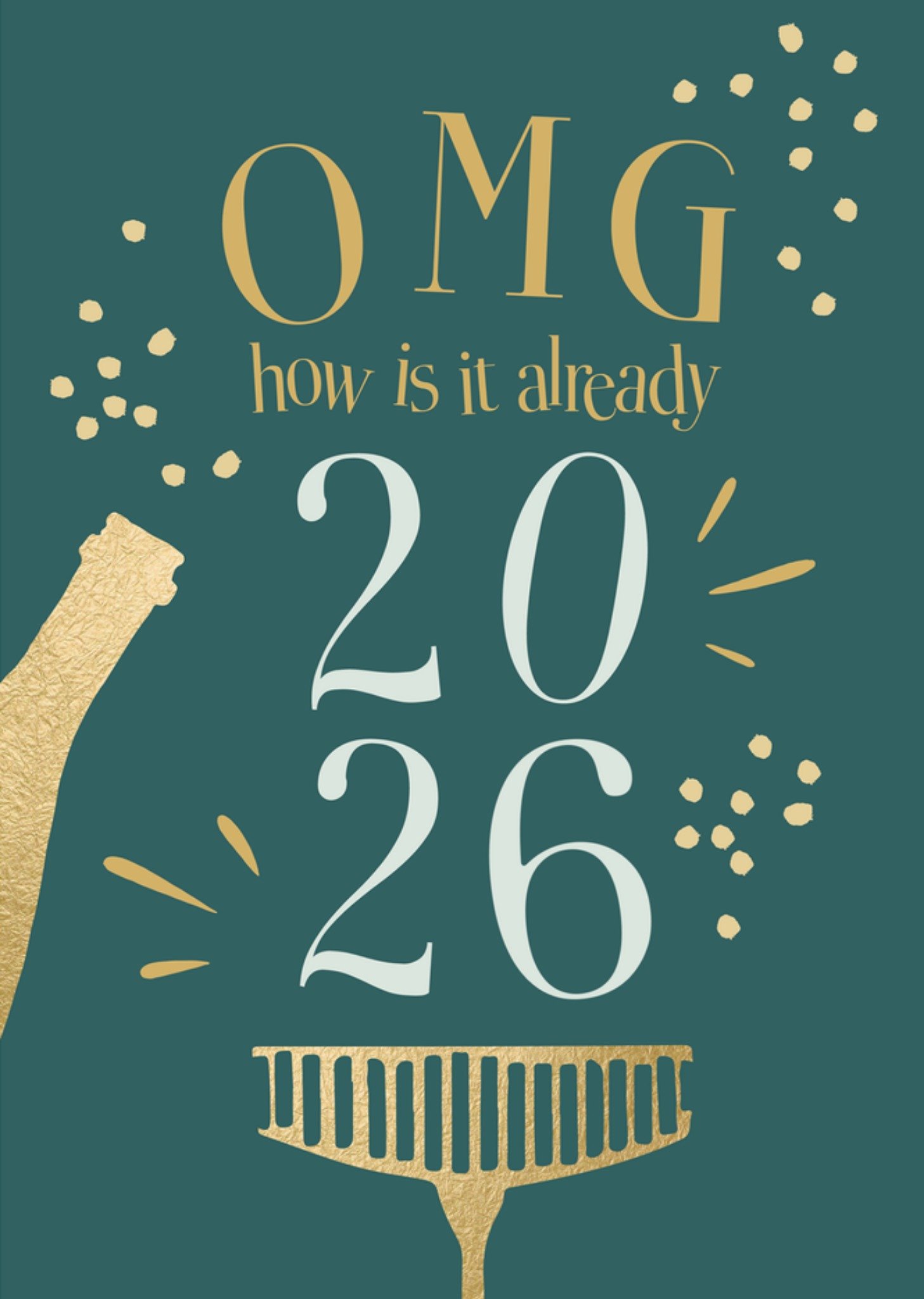 Greetz Nieuwjaarskaart OMG Champagne Standard Card