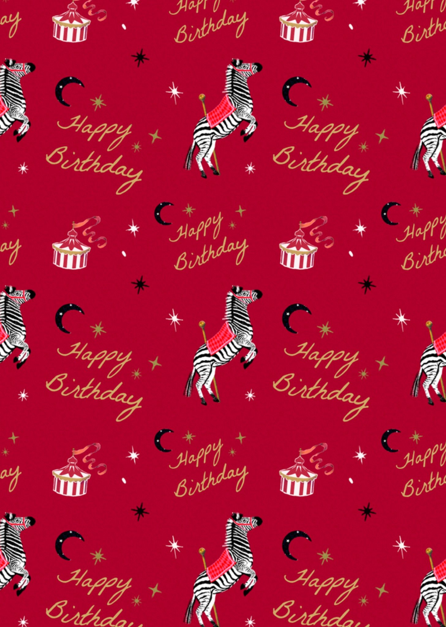 Verjaardag Happy Birthday Circus Zebra Pattern Kaart Greetz