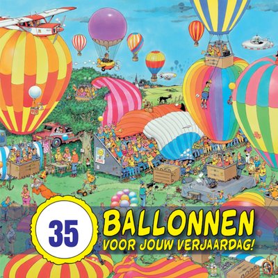 Geïllustreerde Luchtballonnen 35e Verjaardag Kaart