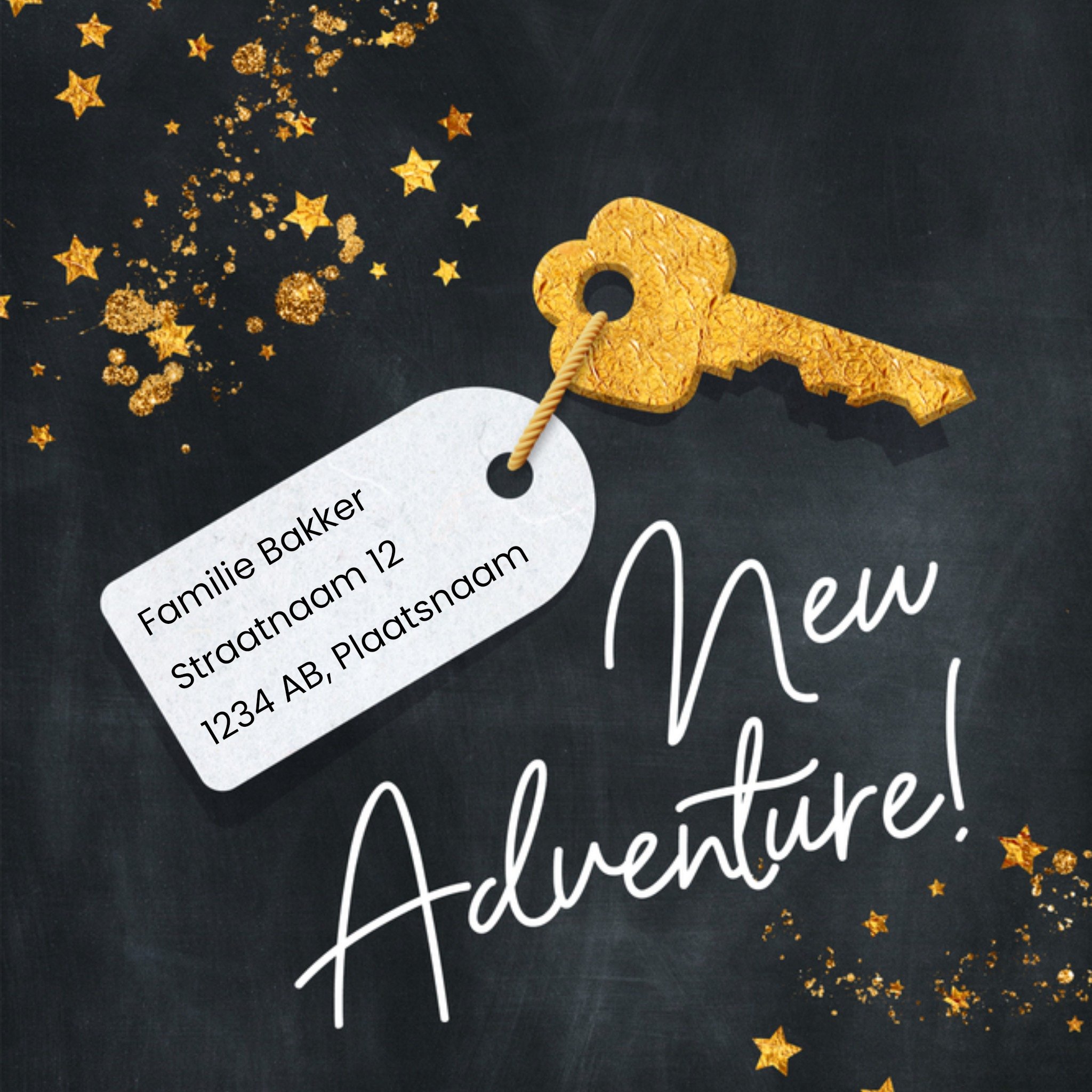 Verhuiskaart met naam Vierkante Kaart Luckz