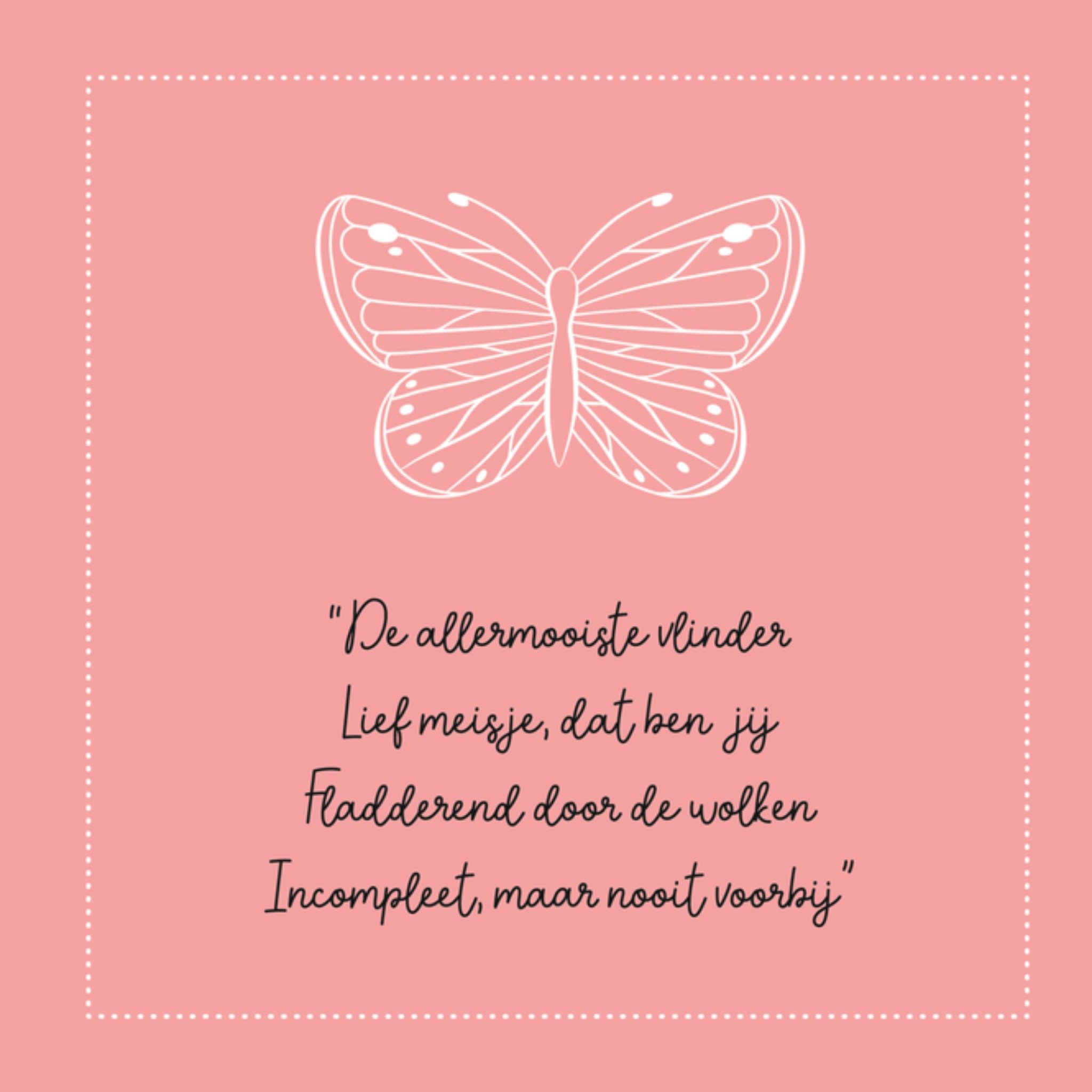 Kleine Vlindervoetjes Condoleancekaart De allermooiste vlinder Vierkant