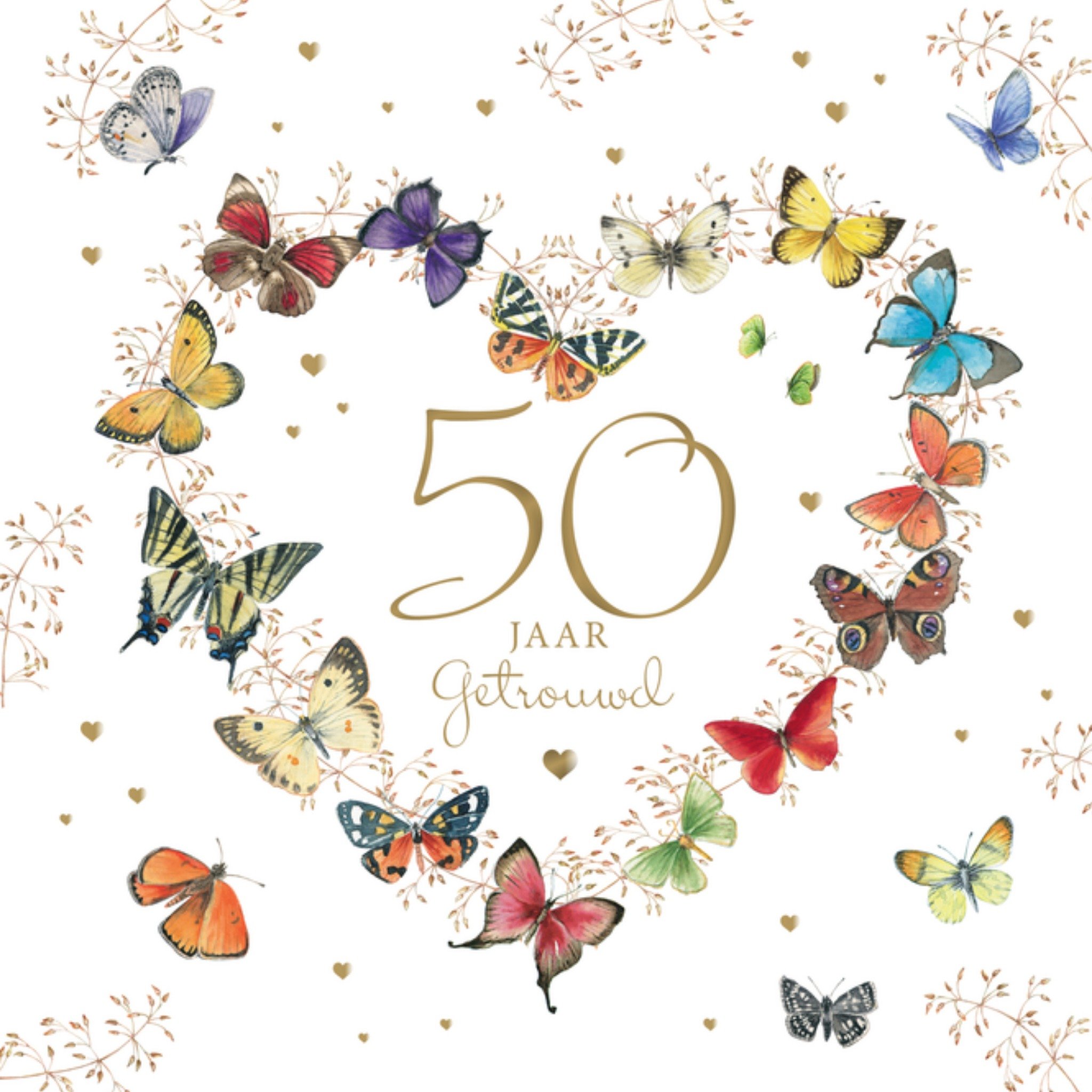 Huwelijksjubileum Vlinders Vierkante Kaart Janneke Brinkman