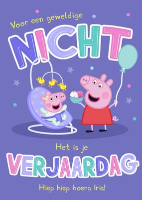 Peppa Pig Voor Een Geweldige Nicht Illustratie Verjaardag Kaart