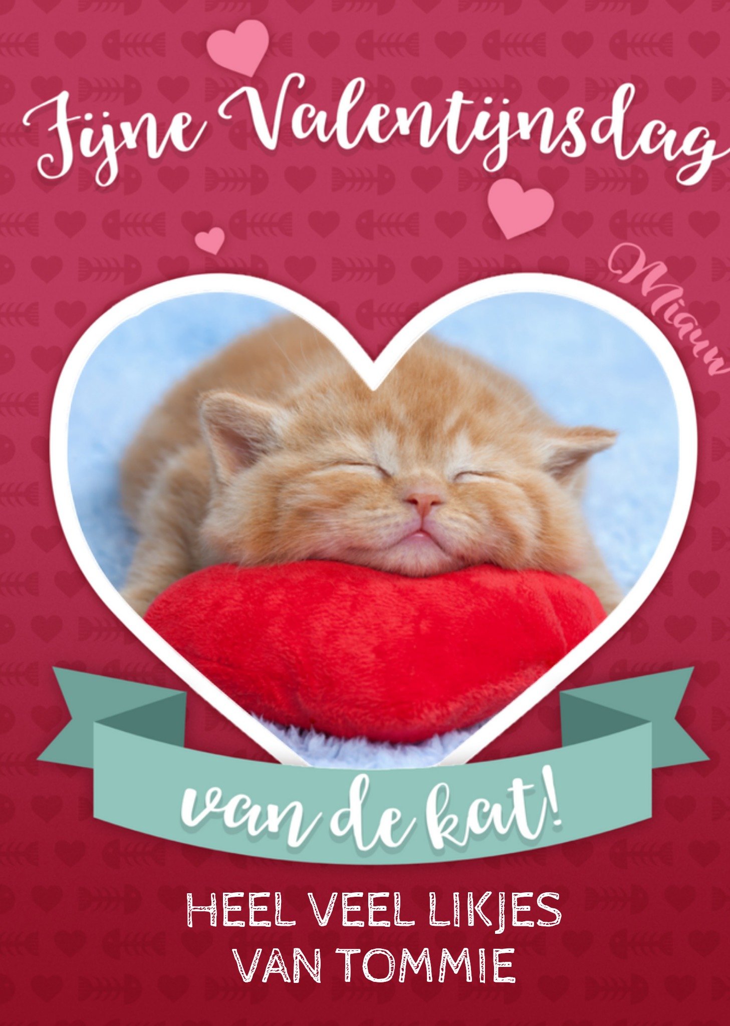 Valentijnskaart kat foto met naam Greetz