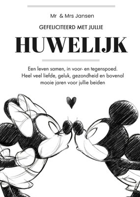 Disney Mickey En Minnie Geïllustreerd Huwelijk Kaart