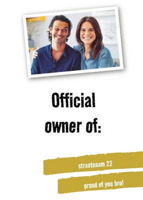 Officiële Eigenaar Van Typografisch Foto Upload Nieuwe Woning Broer Kaart