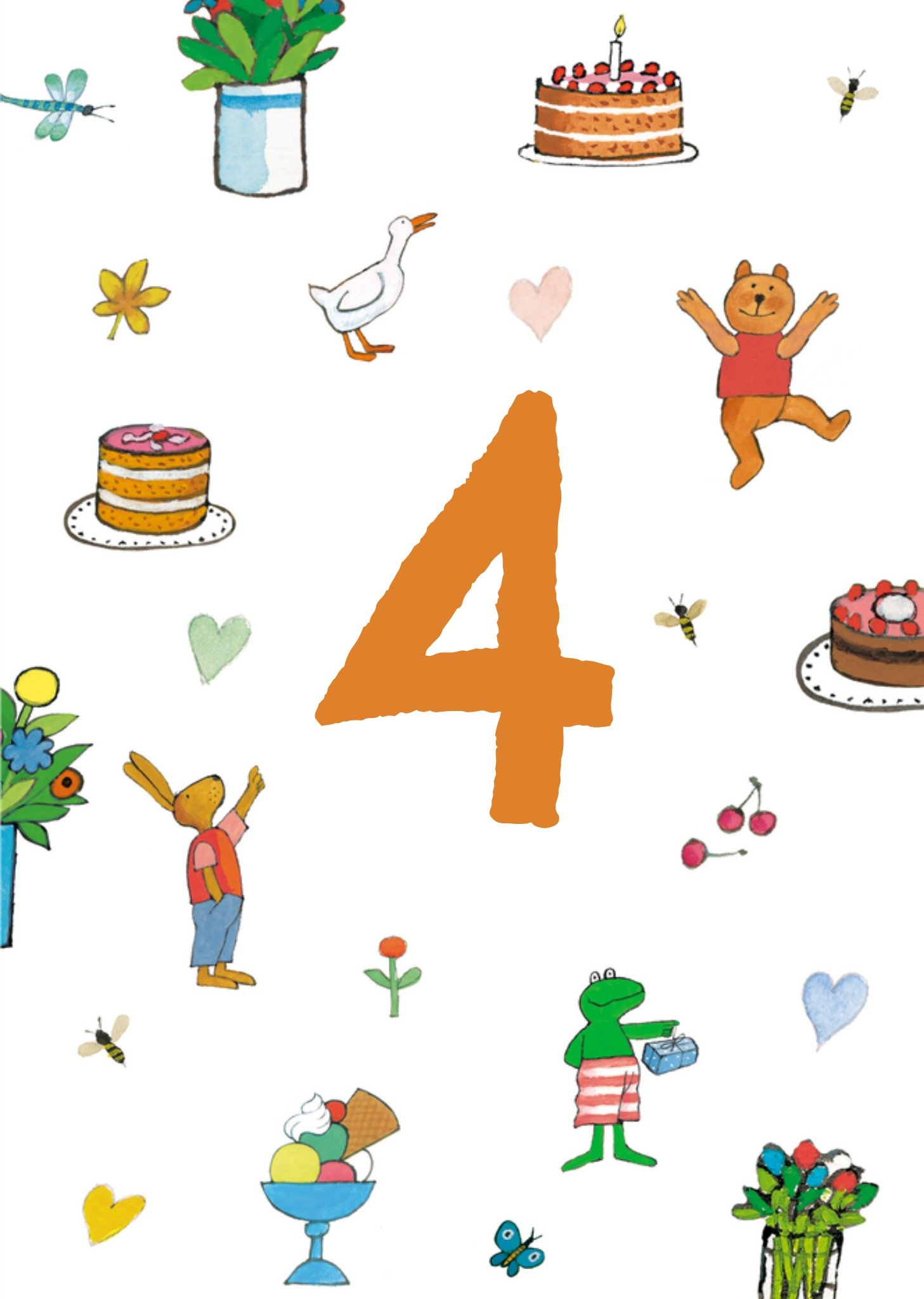 Kikker Verjaardagskaart 4 jaars Kaart Greetz