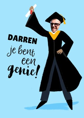 Je Bent Een Genie Geïllustreerd Afgestudeerde Foto Upload Geslaagd Kaart